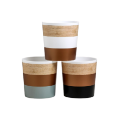 Кашпо Дарите счастье набор 3 в 1 Полоски 1.6 л белый/коричневый/черный