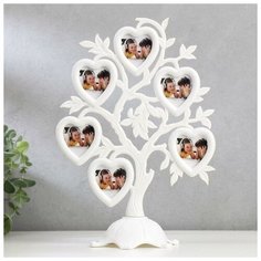 Фоторамка-коллаж Yiwu Youda Import and Export Дерево с сердцами на 6 фото 4,5х3 см белый