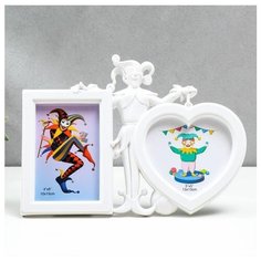 Фоторамка-коллаж Yiwu Youda Import and Export Скоморох на 2 фото 10х15, 13х13 см белый