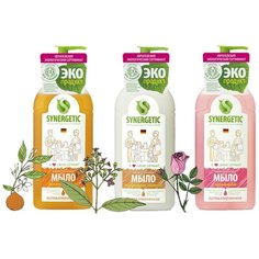 Набор мыла жидкого Synergetic Миндальное молочко + Аромагия + Фруктовый микс, 500 мл, 3 шт.
