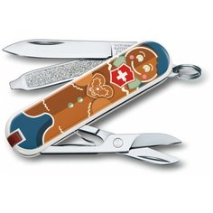 Нож многофункциональный VICTORINOX Classic LE 2019 Gingerbread Love с чехлом коричневый/синий
