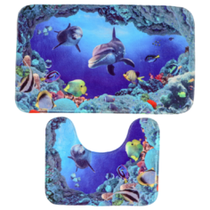 Комплект ковриков Доляна Морской мир 40x50, 50x80 см (2581481) синий