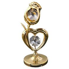 Статуэтка Made with Swarovski Elements Сердце с цветком 8 см золотистый