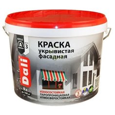 Краска акриловая DALI укрывистая фасадная матовая белый 9 л