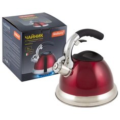 ЧАЙНИК НЕРЖАВ. 3 Л СО СВИСТКОМ "MAGNIFICO" (КРАСНЫЙ) (1/12) "MALLONY"