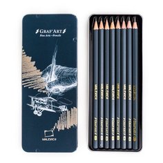 Набор чернографитных карандашей Малевичъ GrafArt, металлическая коробка, 8 шт