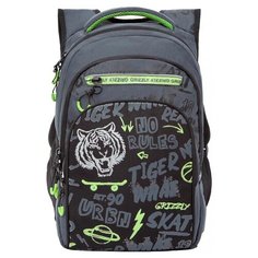 Grizzly Рюкзак школьный, черный -салатовый, RB-150-3/2