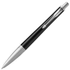 Ручка шариковая PARKER "Urban Premium Ebony Metal CT", корпус черный глянцевый лак с гравировкой, хромированные детали, синяя, 1931615