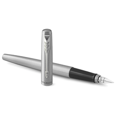 Ручка перьевая PARKER "Jotter Stainless Steel CT", корпус серебристый, хромированные детали, синяя, 2030946