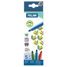 Фломастеры 5цв Milan cone-tipped, 0612305 2 упаковки
