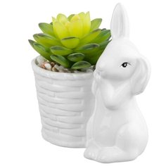 Кашпо-фигурка 11,5х7,5х12 см Elan Gallery Зайка с цветком