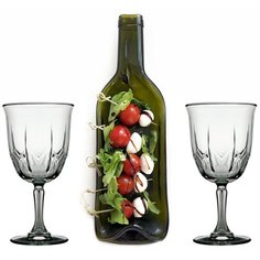 Набор подарочный: Б2 блюдо-бутылка с бортиками,бокалы КАРАТ 2 шт. Pasabahce