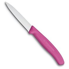 Нож Victorinox для очистки овощей, лезвие 8 см волнистое, розовый
