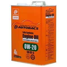 Синтетическое моторное масло Autobacs Fully Synthetic 0W-20 SN/GF-5, 4 л