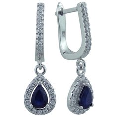 Balex Серьги 2405937497 из серебра 925 пробы с сапфиром корундом природным и фианитом