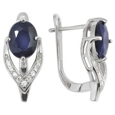 Balex Серьги 2405936370 из серебра 925 пробы с сапфиром корундом природным и фианитом