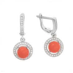 Balex Серьги 2433820065 из серебра 925 пробы с кораллом реконструированным и фианитом