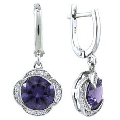 Balex Серьги 2405937750 из серебра 925 пробы с александритом синтетическим и фианитом