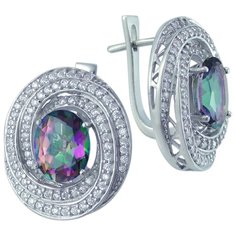 Balex Серьги 2405937650 из серебра 925 пробы с мистик кварцем природным и фианитом