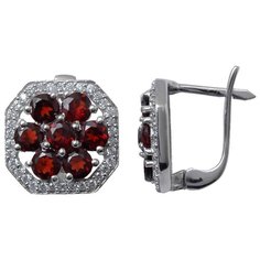 Balex Серьги 2410931481 из серебра 925 пробы с гранатом природным и фианитом