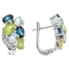 Balex Серьги 2410931245 из серебра 925 пробы с топазом Лондон, топазом голубым природным и хризолитом природным