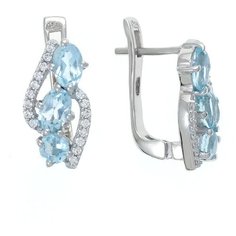Balex Серьги 2410931004 из серебра 925 пробы с топазом голубым природным и фианитом