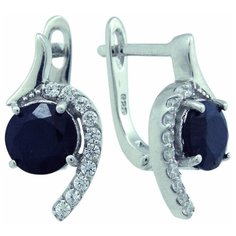Balex Серьги 2405937286 из серебра 925 пробы с сапфиром корундом природным и фианитом