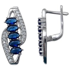 Balex Серьги 2410931480 из серебра 925 пробы с сапфиром синтетическим и фианитом