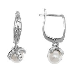 Balex Серьги 2451930001 из серебра 925 пробы с жемчугом синтетическим и фианитом