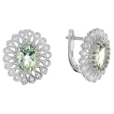 Balex Серьги 2405936495 из серебра 925 пробы с аметистом зеленым и фианитом