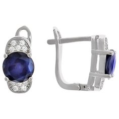 Balex Серьги 2405936610 из серебра 925 пробы с сапфиром корундом природным и фианитом