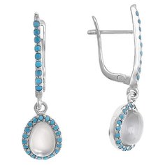 Balex Серьги 2432820096 из серебра 925 пробы с перламутром, ювелирным стеклом и бирюзой синтетической
