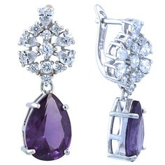 Balex Серьги 2405937771 из серебра 925 пробы с александритом синтетическим и фианитом