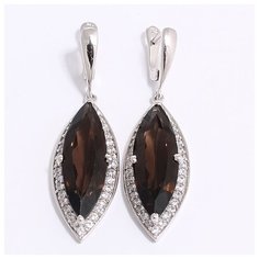 Balex Серьги 2410930880 из серебра 925 пробы с раухтопазом природным и фианитом