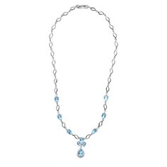 Balex Колье 9405936521 из серебра 925 пробы с топазом голубым природным и фианитом, 40 см, 15.92 г