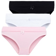 Magic lady Набор трусов слипы средней посадки, 3 шт., размер 44, белый/черный/розовый