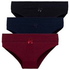 Magic lady Набор трусов слипы средней посадки, 3 шт., размер 44, черный/темно-синий/бордовый
