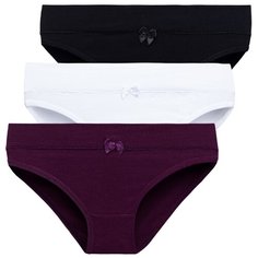 Magic lady Набор трусов слипы средней посадки, 3 шт., размер 42, белый/черный/фиолетовый
