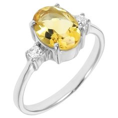 Balex Кольцо 1405936496 из серебра 925 пробы с цитрином природным и фианитом, размер 16.5