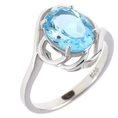 Balex Кольцо 1405936426 из серебра 925 пробы с топазом голубым природным, размер 17