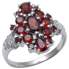 Balex Кольцо 1410931500 из серебра 925 пробы с гранатом природным и фианитом, размер 20