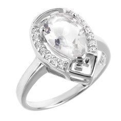 Balex Кольцо 1405936416 из серебра 925 пробы с горным хрусталем и фианитом, размер 19