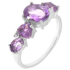 Balex Кольцо 1405937390 из серебра 925 пробы с аметистом природным, размер 17