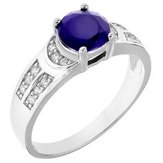 Balex Кольцо 1405936610 из серебра 925 пробы с сапфиром корундом природным и фианитом, размер 17