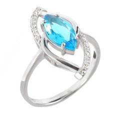 Balex Кольцо 1405936464 из серебра 925 пробы с нано аквамарином и фианитом, размер 16.5