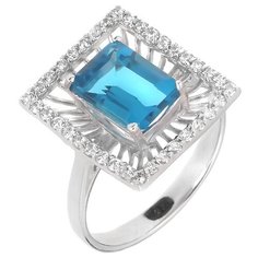 Balex Кольцо 1405936358 из серебра 925 пробы с кварцем гидротермальным и фианитом, размер 17