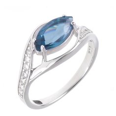 Balex Кольцо 1405936424 из серебра 925 пробы с топазом Лондон и фианитом, размер 19