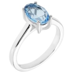 Balex Кольцо 1422920255 из серебра 925 пробы с топазом голубым синтетическим и фианитом, размер 18