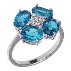 Balex Кольцо 1405936277 из серебра 925 пробы с кварцем гидротермальным и фианитом, размер 19