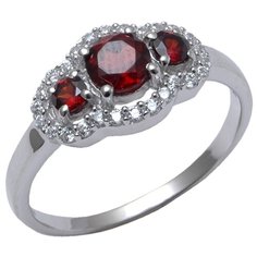 Balex Кольцо 1410931509 из серебра 925 пробы с гранатом природным и фианитом, размер 20